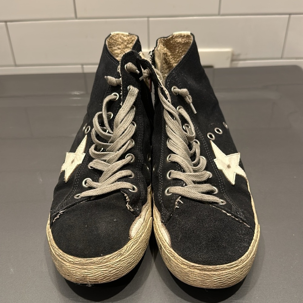 GOLDEN GOOSE Navy blue Francy sneaker 39 skateboard high top zip 9 - Picture 3 of 9